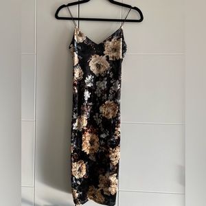 Velvet Floral Bodycon Dress